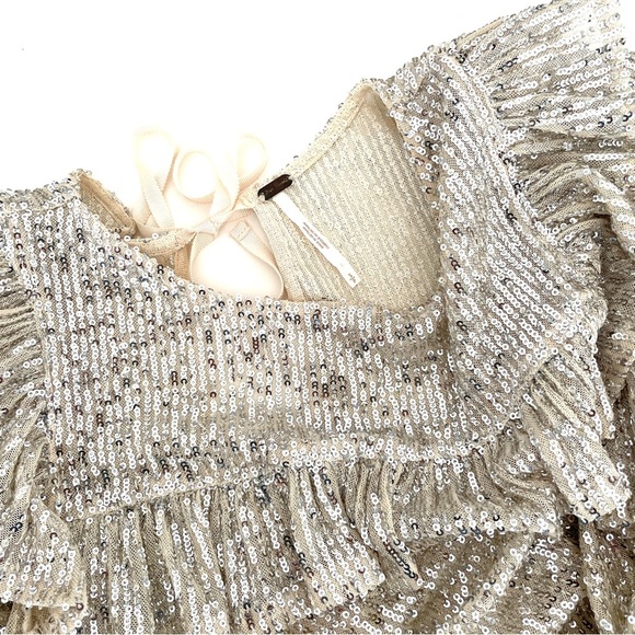 Free People Dance Floor Sequin Ruffle Top - Picture 8 of 12